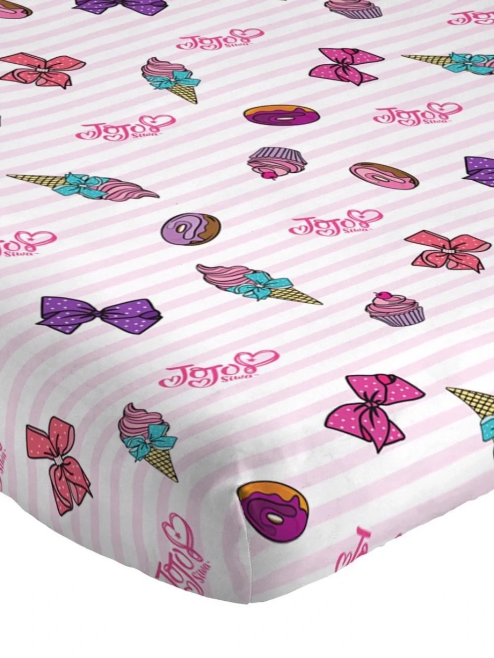Nickelodeon JoJo Siwa Sweet Life Pink White Striped 3 Piece Twin Sheet Set New